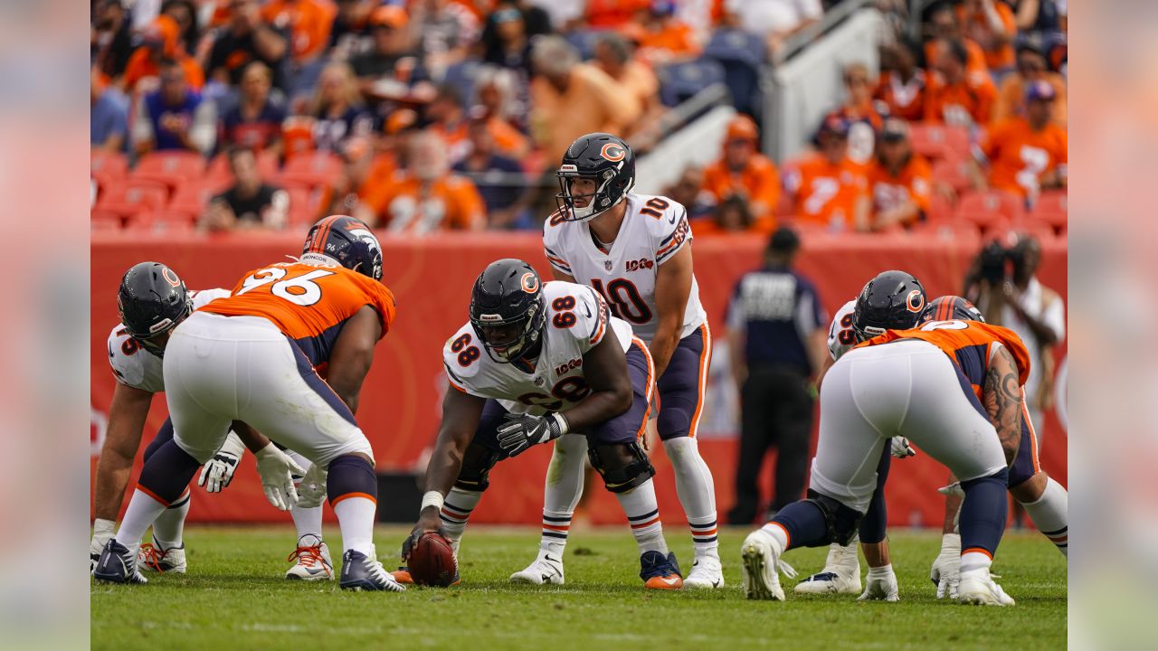 Denver Broncos outside linebacker Bradley Chubb (55) reacts to a defensive  stop against the Chicago Bears during the first half of an NFL football  game, Sunday, Sept. 15, 2019, in Denver. (AP