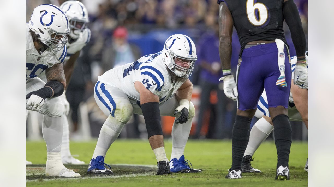 Indianapolis Colts guard Mark Glowinski (64) blocks New York Jets