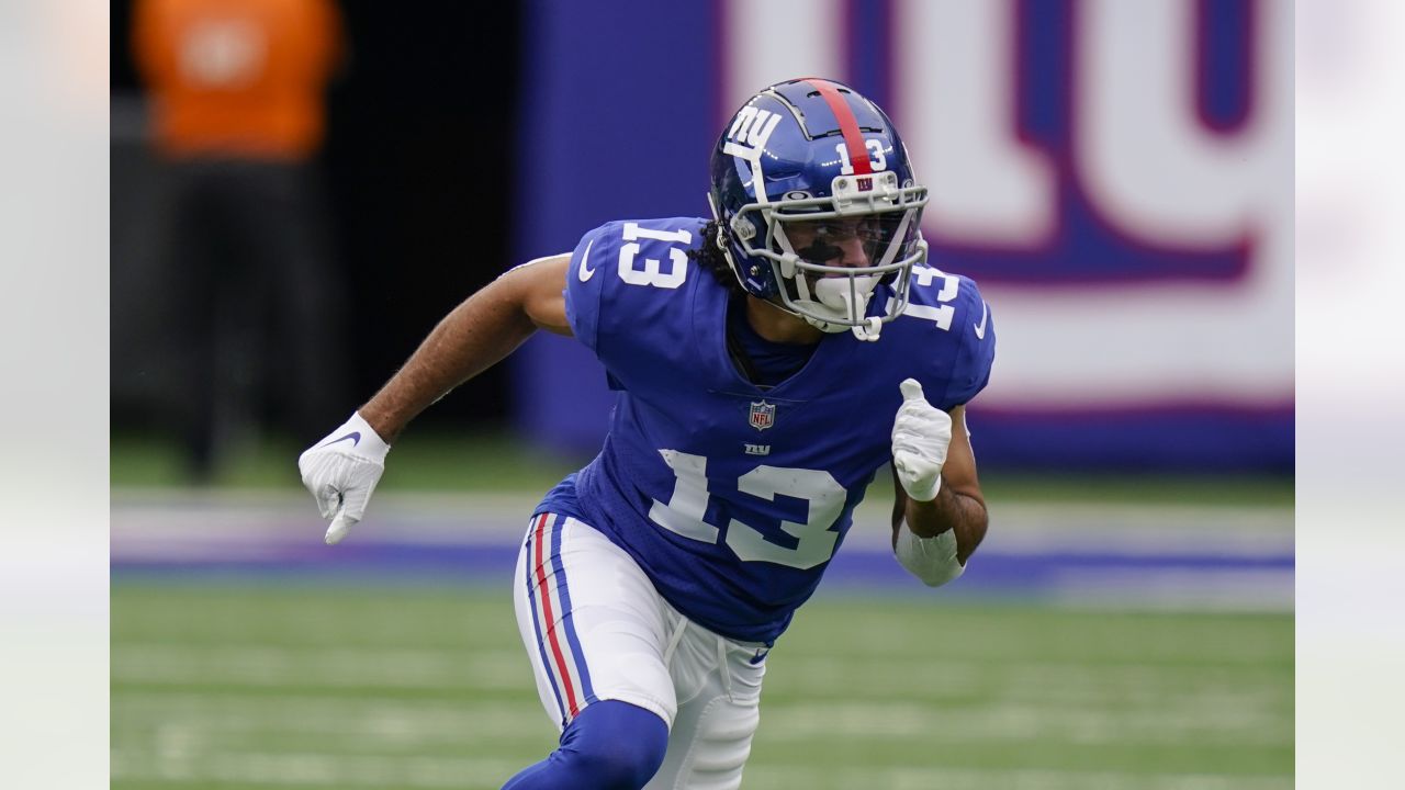 Carolina Panthers quarterback P.J. Walker (6) runs off the field against  the New York Giants during an NFL football game, Sunday, Oct. 24, 2021, in  East Rutherford, N.J. (AP Photo/Adam Hunger Stock