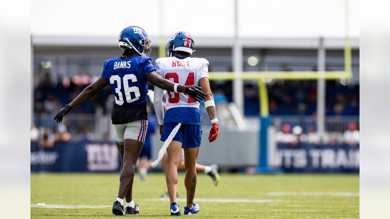 Jalin Hyatt of the New York Giants during training camp at the