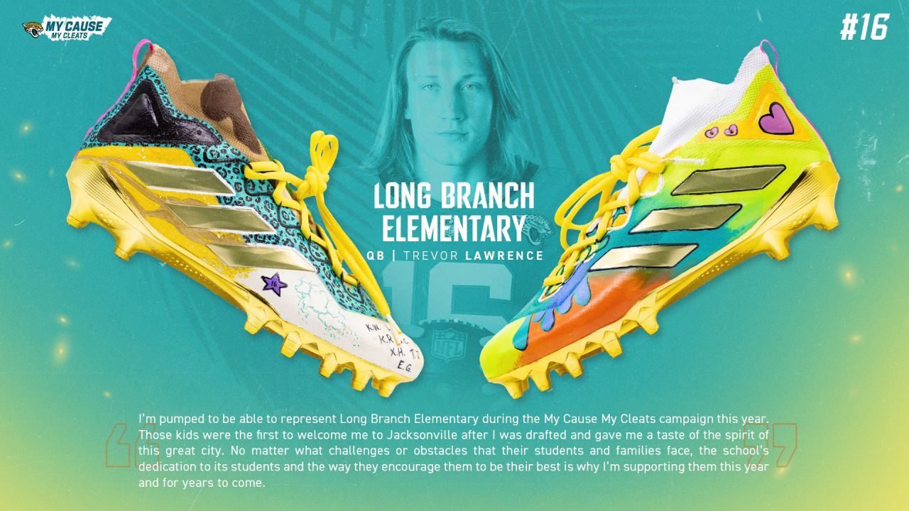 Jaguars QB Trevor Lawrence shows off cleats vs. Rams designed by Long  Branch students