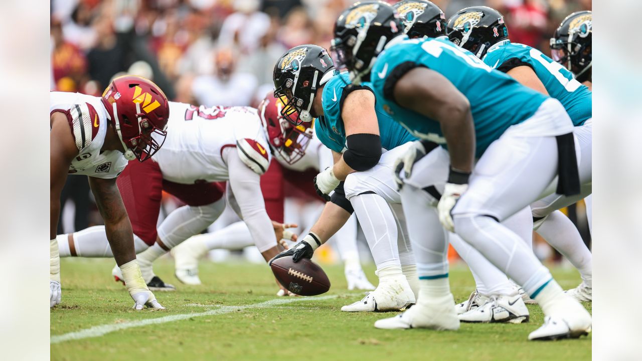 Jacksonville Jaguars cornerback Tyson Campbell (32) runs during an NFL  football game against the Washington Commanders, Sunday, Sept. 11, 2022 in  Landover. (AP Photo/Daniel Kucin Jr Stock Photo - Alamy