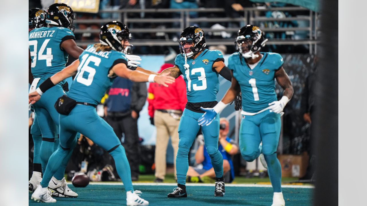 The Sword of Honor is moved to the field before the first half of an NFL  football game between the Tennessee Titans and the Jacksonville Jaguars,  Thursday, Dec. 6, 2018, in Nashville