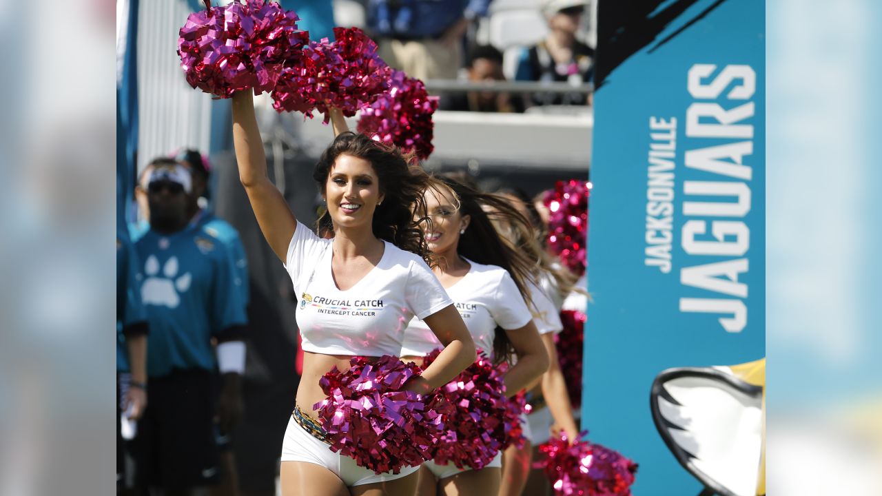 Members of the Jacksonville Jaguars Roar cheerleaders perform at