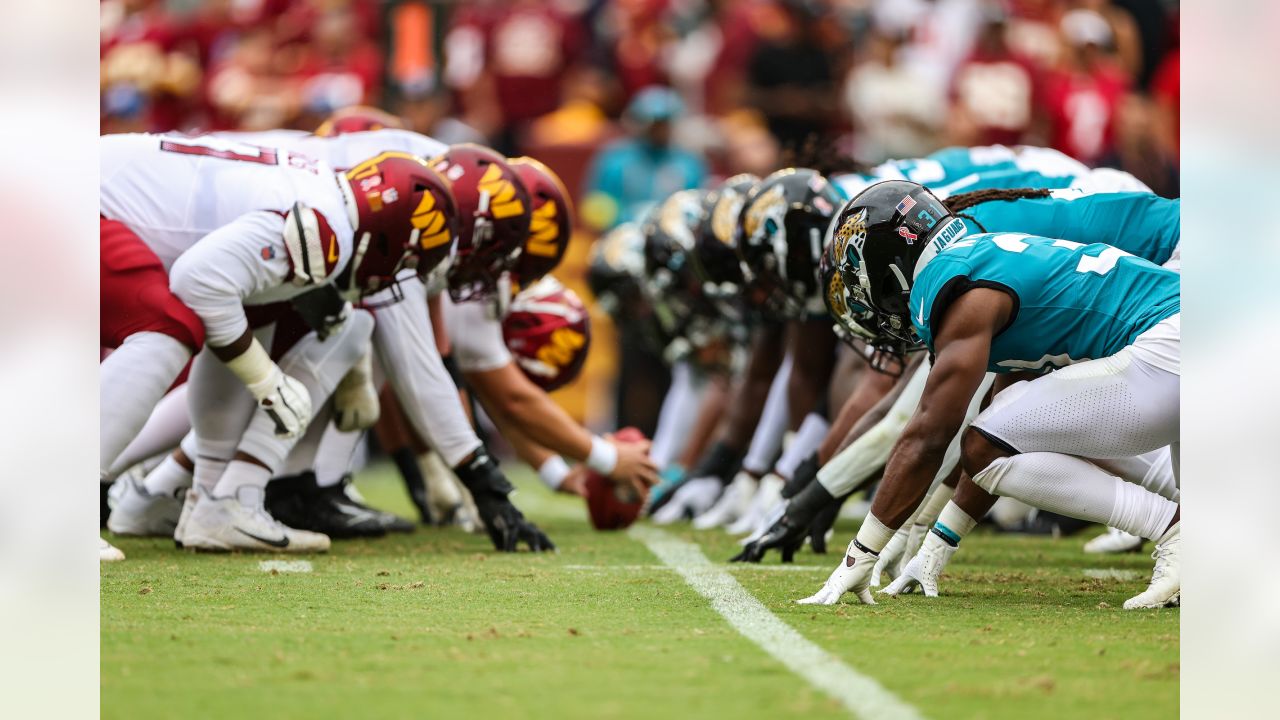 Jacksonville Jaguars cornerback Tyson Campbell (32) runs during an NFL  football game against the Washington Commanders, Sunday, Sept. 11, 2022 in  Landover. (AP Photo/Daniel Kucin Jr Stock Photo - Alamy