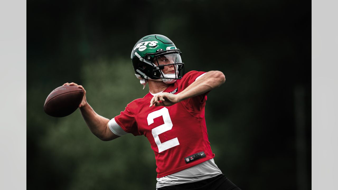 BYU quarterback Zach Wilson holds a New York Jets jersey on stage after  being selected second overall in the first round of the NFL football draft,  Thursday, April 29, 2021, in Cleveland. (