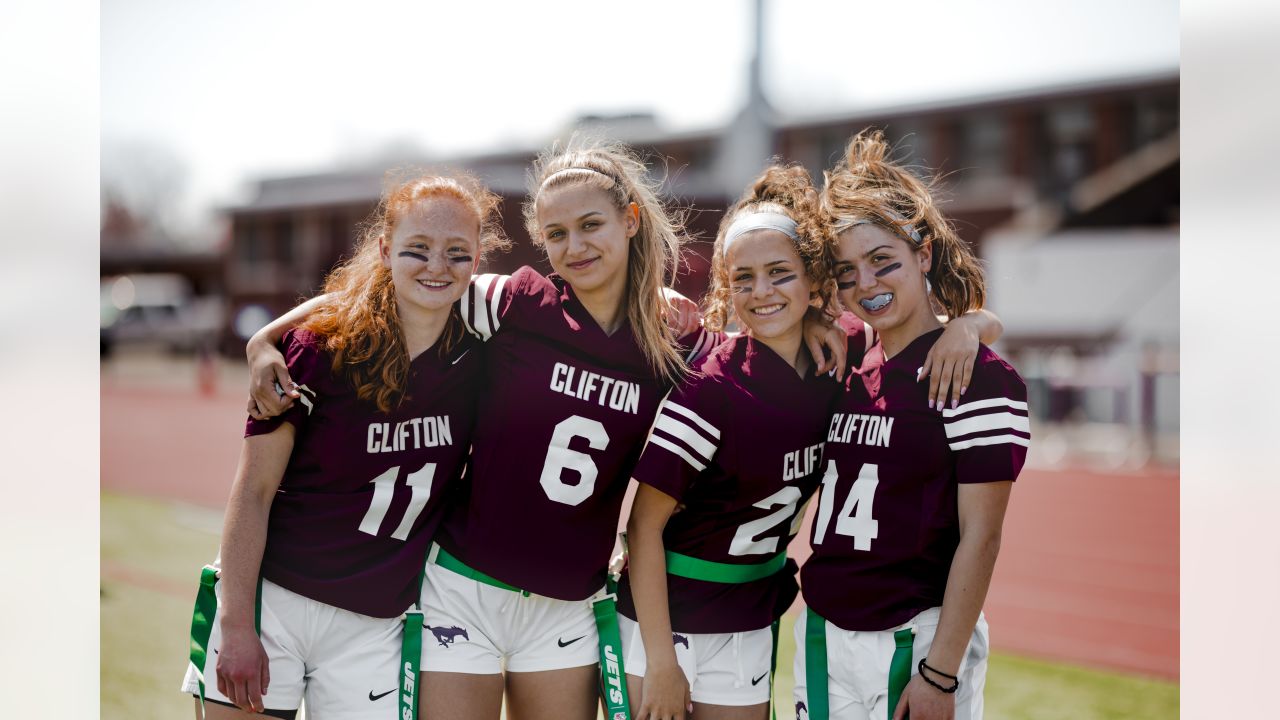 Jets Send Stars to Wayne Valley's Girls Flag Football Practice