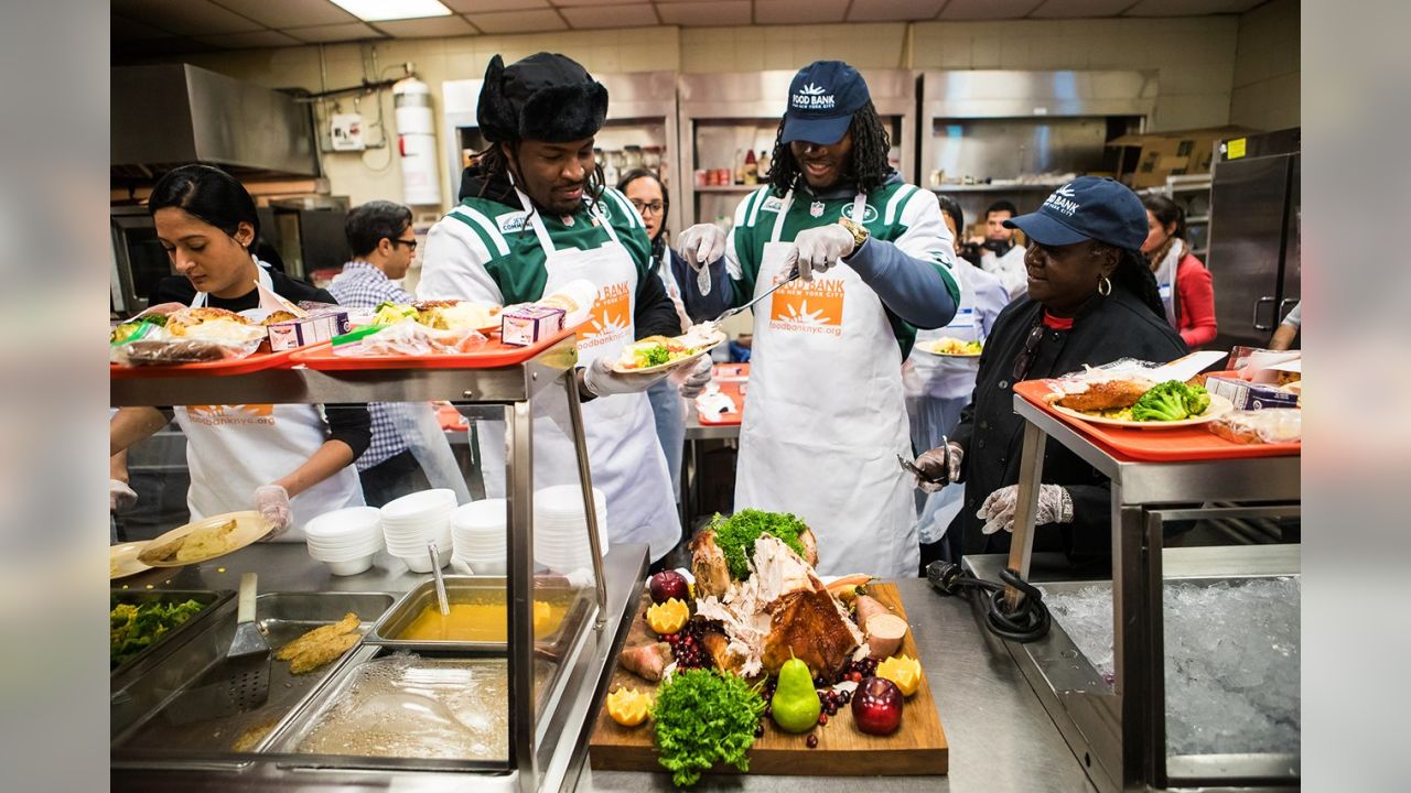 NY Jets Thanksgiving Give Back At Harlem Food Bank