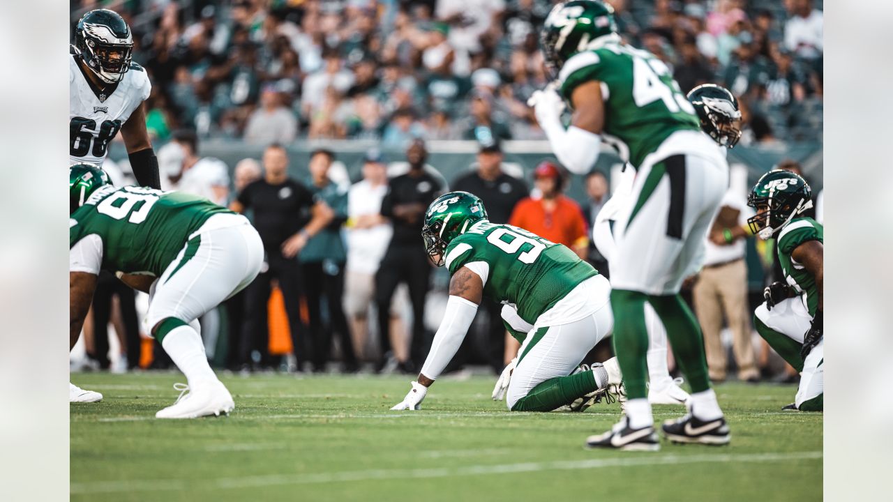 New York Jets defensive back Mark Myers (32) in coverage during the first  half of a preseason NFL football game against the Philadelphia Eagles  Thursday, Aug. 29, 2019, in East Rutherford, N.J.