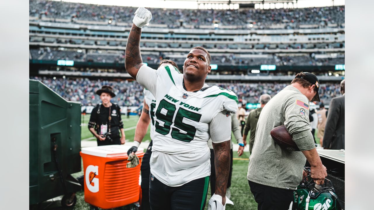 November 04, 2021: New York Jets defensive lineman Quinnen Williams (95)  during NFL football game action between the New York Jets and the  Indianapolis Colts at Lucas Oil Stadium in Indianapolis, Indiana.