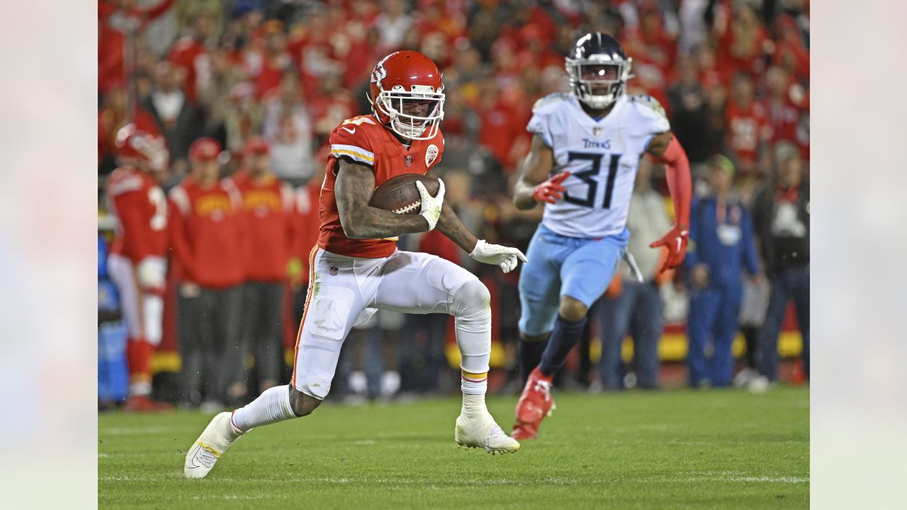 Kansas City Chiefs wide receiver Mecole Hardman (17) runs for a