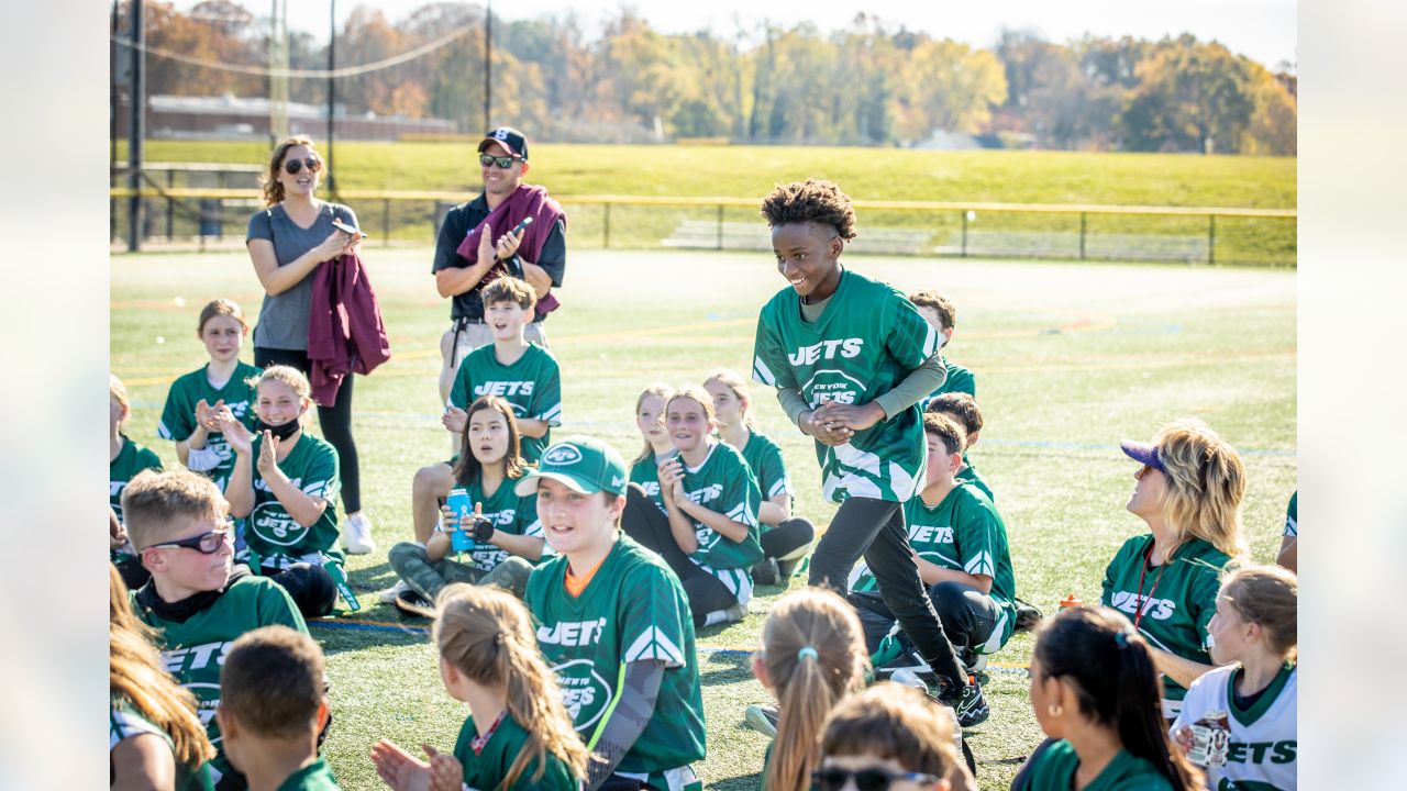 Jets Players Help Coach Youth Flag Football Teams