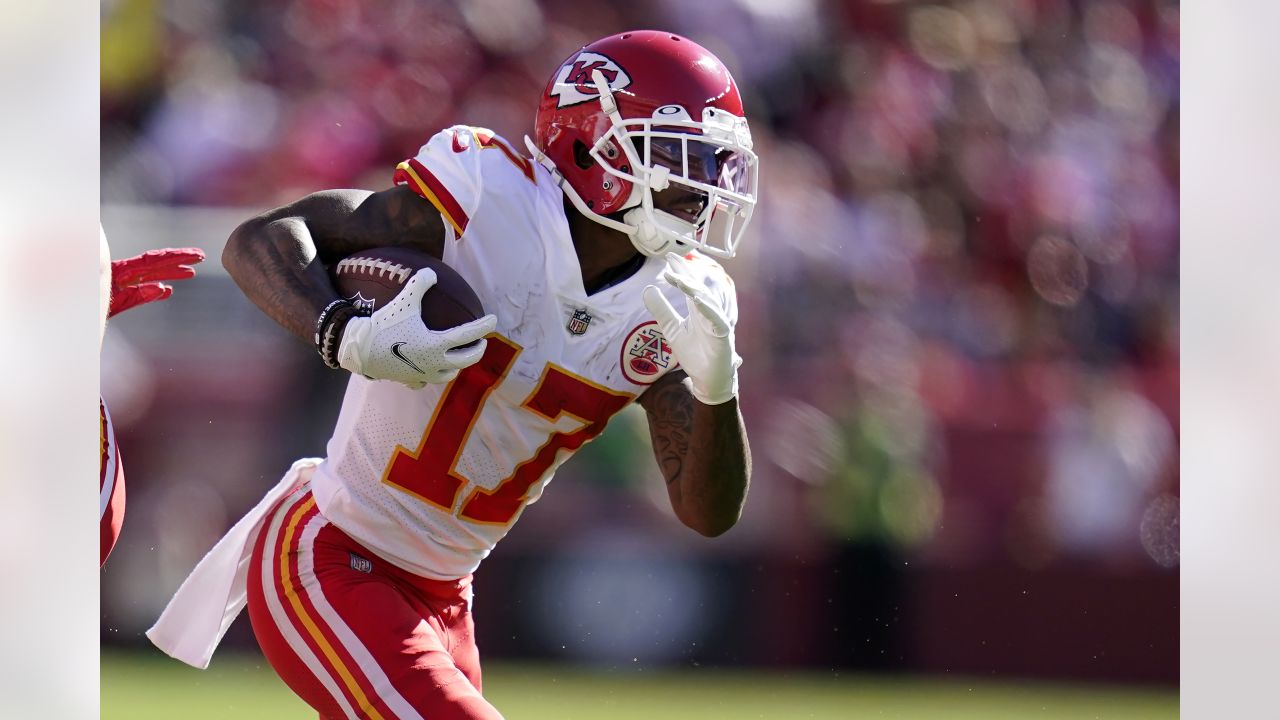 Kansas City Chiefs wide receiver Mecole Hardman (17) runs for a touchdown  during the second hal …