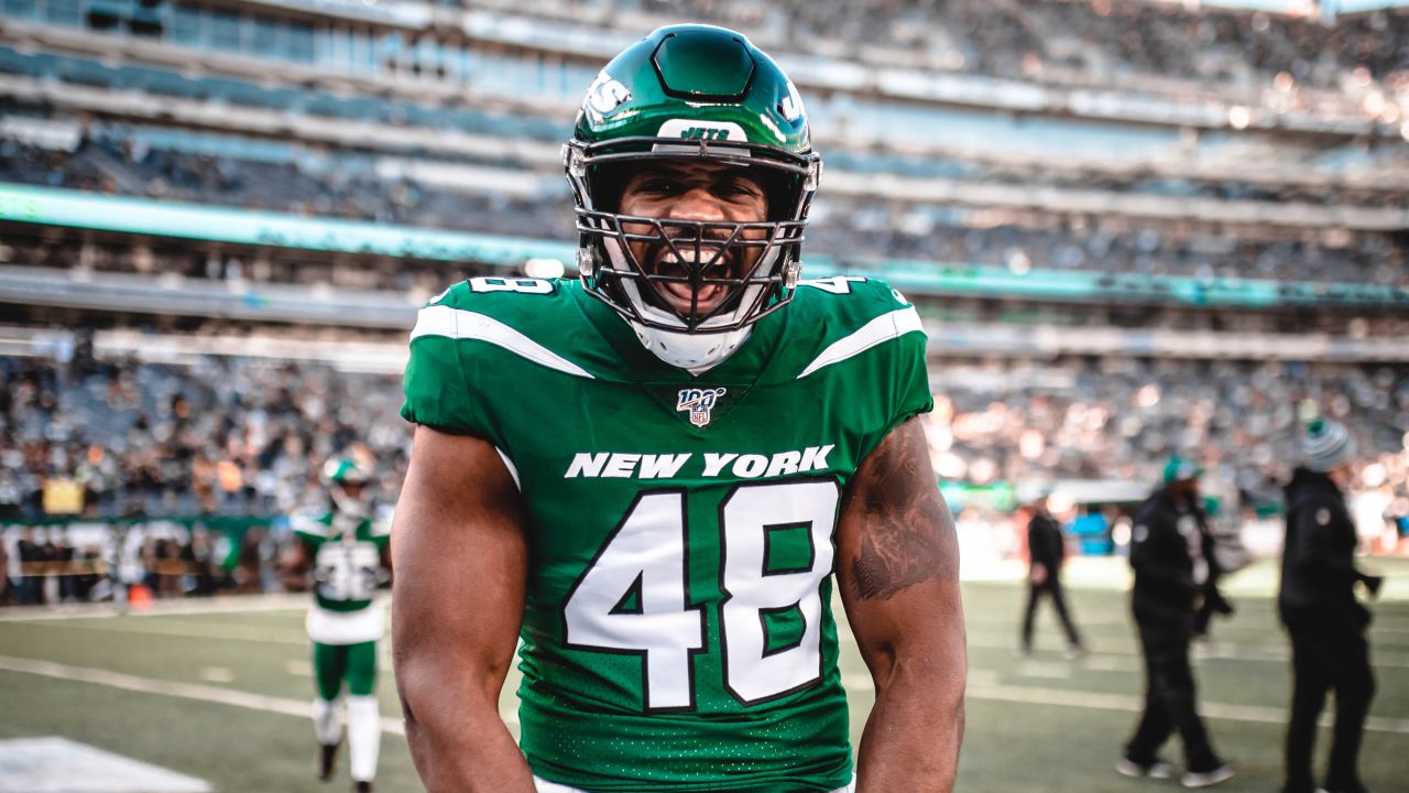 New York Jets linebacker Frankie Luvu (50) and strong safety Jamal