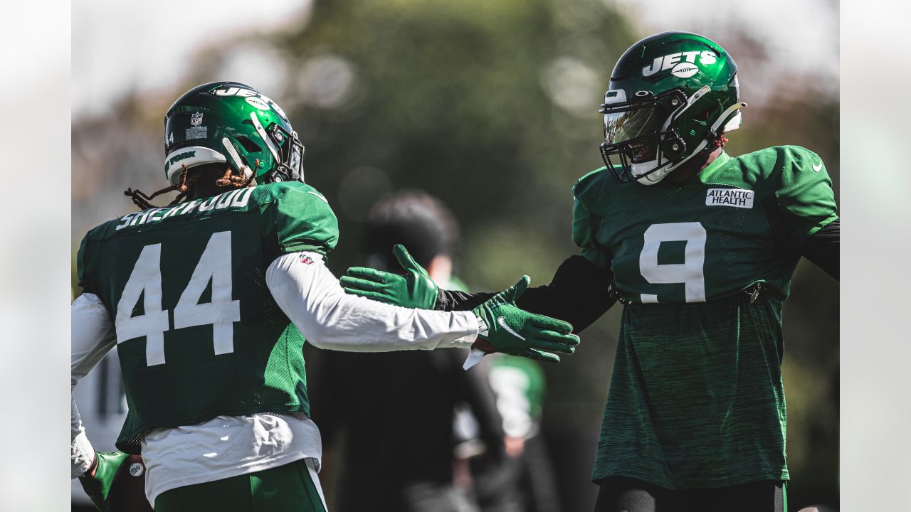 New York Jets' Jordan Whitehead, left and Jermaine Johnson celebrate a  turnover during an NFL football game against the Pittsburgh Steelers at  Acrisure Stadium, Sunday, Oct. 2, 2022 in Pittsburgh, Penn. (Winslow