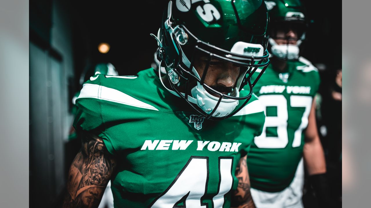 New York Jets safety Matthias Farley (41) lines up for a kickoff during an  NFL football game between the Indianapolis Colts and New York Jets, Sunday,  Sept. 27, 2020, in Indianapolis. (AP