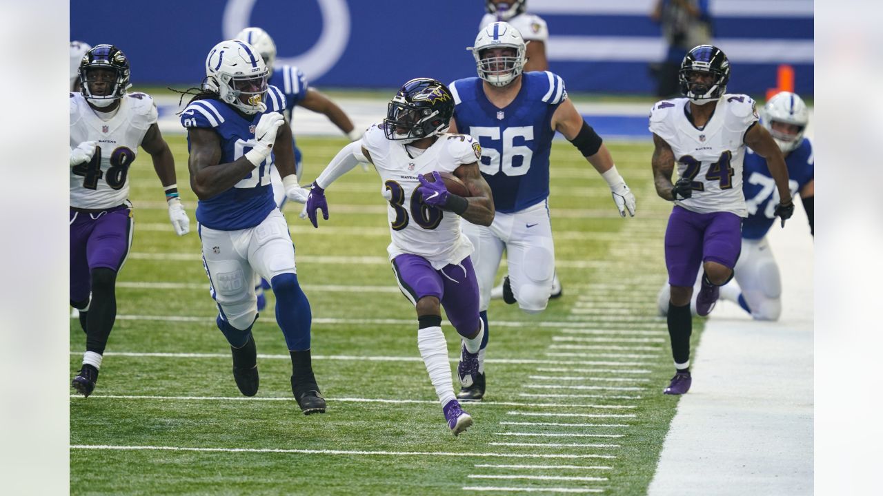 Baltimore Ravens strong safety Chuck Clark runs in action during a