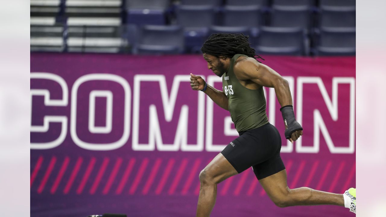 Arizona State defensive back Jack Jones runs a drill during the NFL  football scouting combine, Sunday, March 6, 2022, in Indianapolis. (AP  Photo/Darron Cummings Stock Photo - Alamy