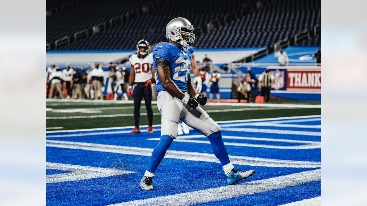 August 17, 2019: Detroit Lions running back Ty Johnson (38) prior to an NFL  football pre-season game between the Detroit Lions and the Houston Texans  at NRG Stadium in Houston, TX. ..Trask