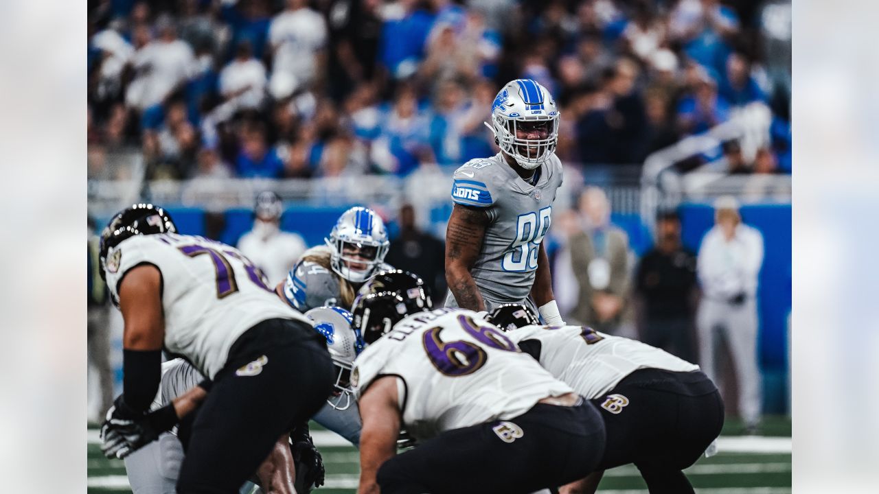 Detroit Lions tight end Darren Fells (80) blocks on offense against the  Baltimore Ravens during an NFL football game, Sunday, Sept. 26, 2021, in  Detroit. (AP Photo/Rick Osentoski Stock Photo - Alamy