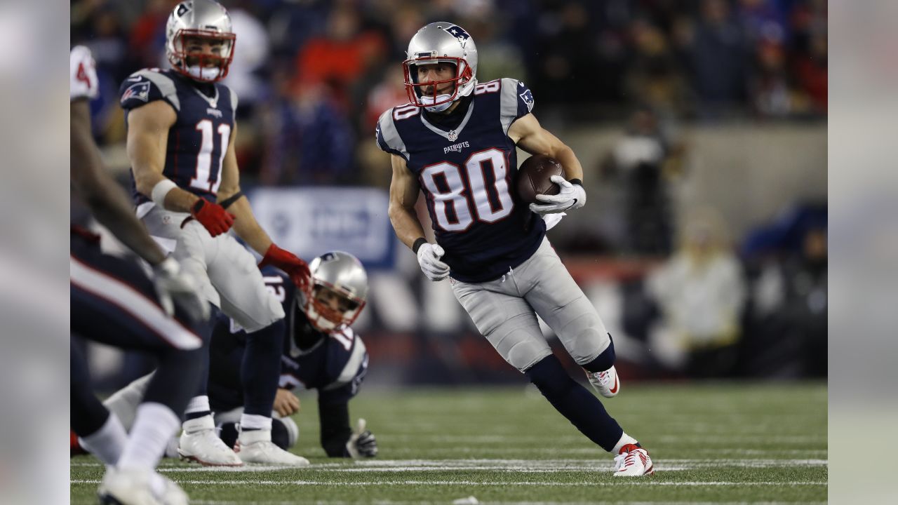 New England Patriots wide receiver Danny Amendola (L) catches game