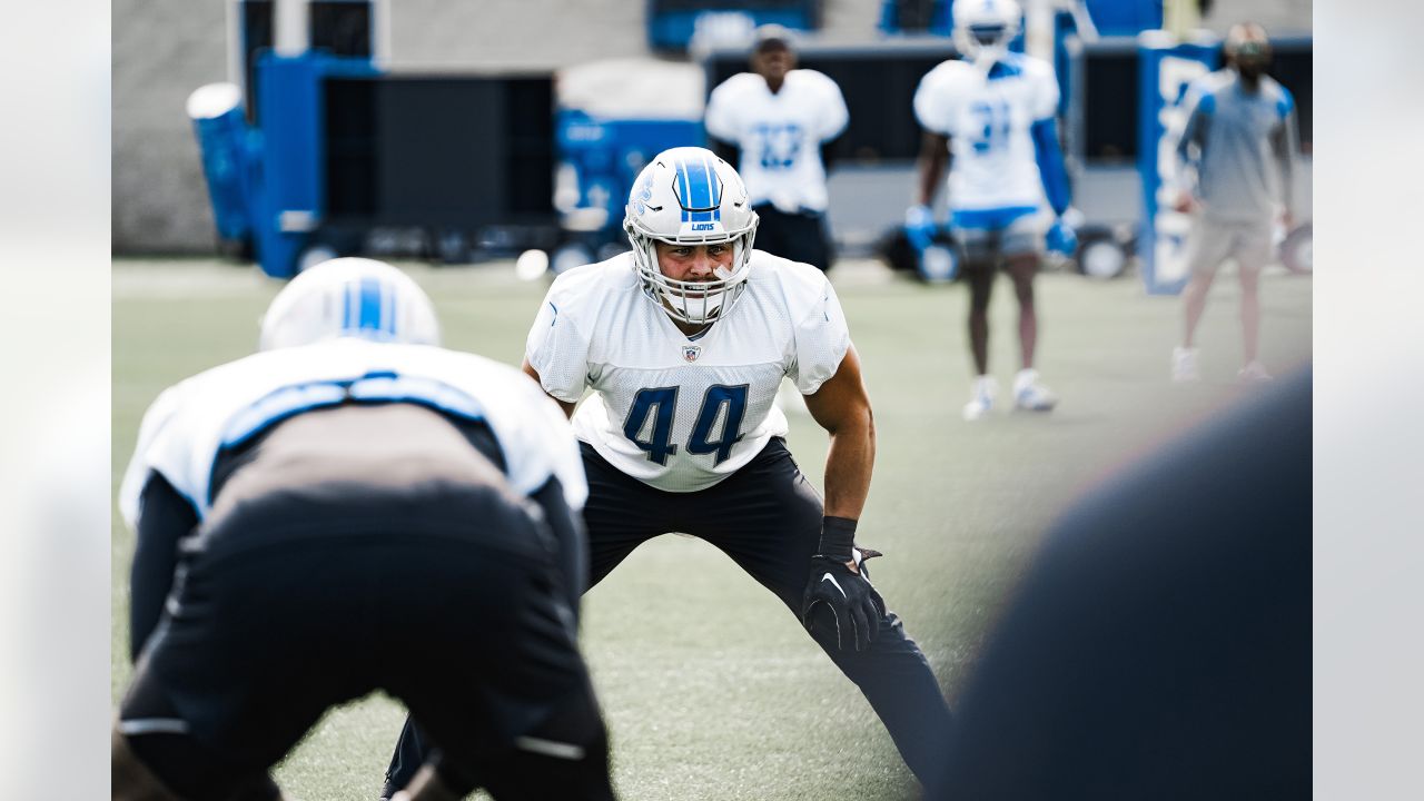 Detroit Lions linebacker Malcolm Rodriguez (44) pursues a play on defense  against the Washington Commanders during an NFL football game, Sunday, Sept.  18, 2022, in Detroit. (AP Photo/Rick Osentoski Stock Photo - Alamy