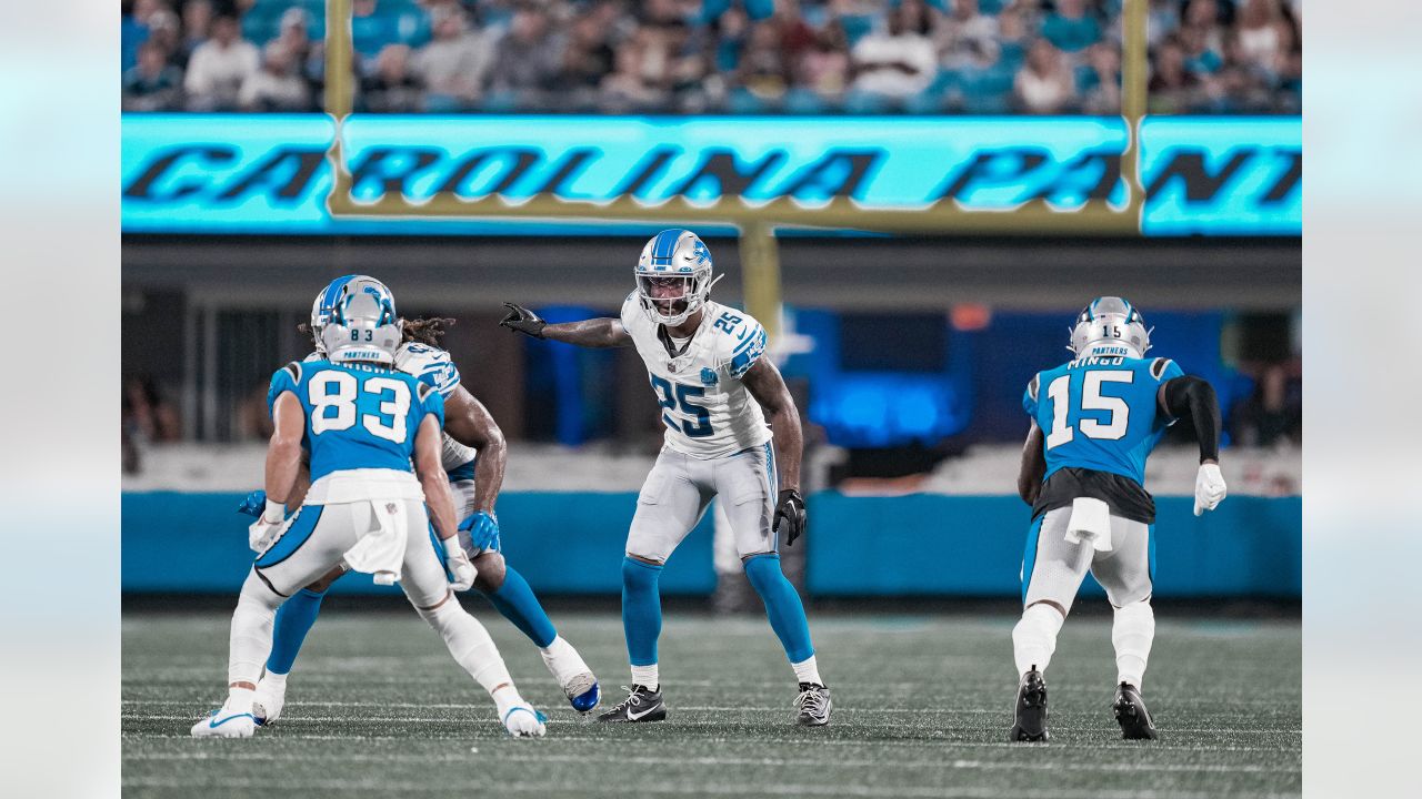 Detroit Lions cornerback Khalil Dorsey (30) returns a kick during an NFL  preseason football game against the Carolina Panthers, Friday, Aug. 25,  2023, in Charlotte, N.C. (AP Photo/Brian Westerholt Stock Photo - Alamy