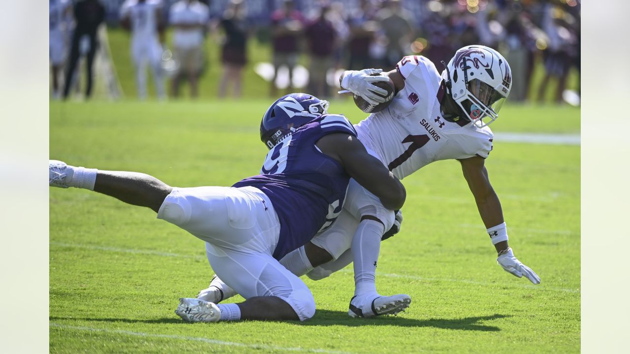 Atlanta Falcons defensive tackle Abdullah Anderson (98) watches a fumble  during the first half of an NFL football game against the Cleveland Browns,  Sunday, Oct. 2, 2022, in Atlanta. The Atlanta Falcons