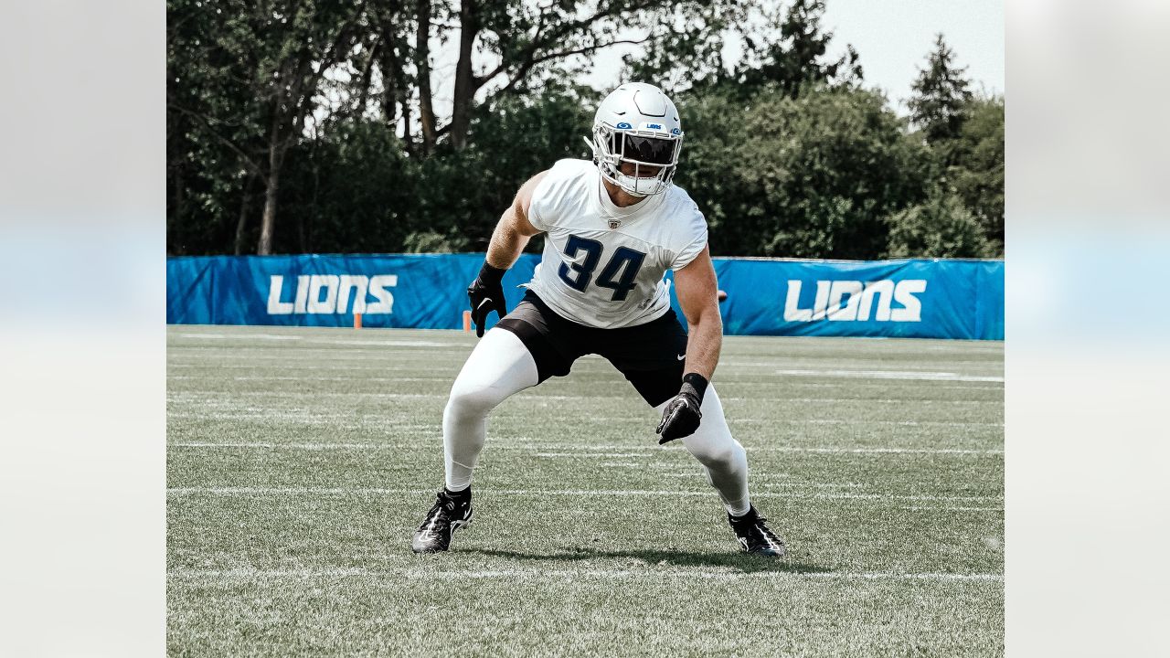 Alex Anzalone, Romeo Okwara, and Tracy Walker III meet with the media at Detroit  Lions Training Camp 