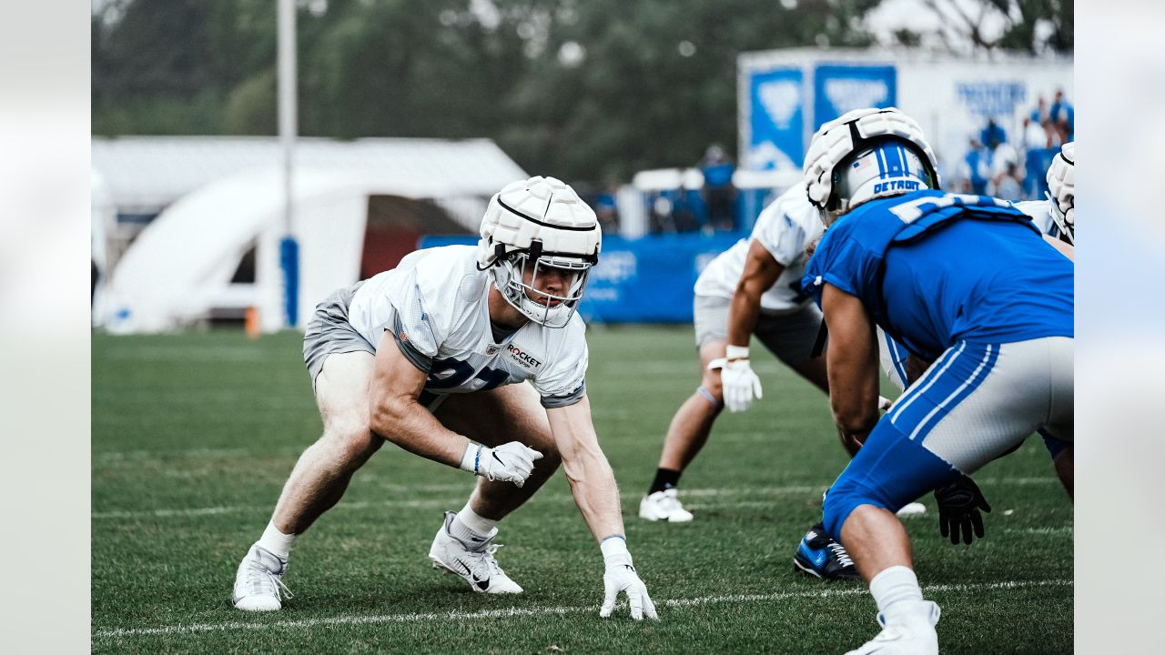 ALLEN PARK, MI - JULY 29: Detroit Lions Jashon Cornell defensive tackle  (96) during practice at Detroit Lions NFL training camp on July 29, 2021 at  Lions Practice Facility in Allen Park