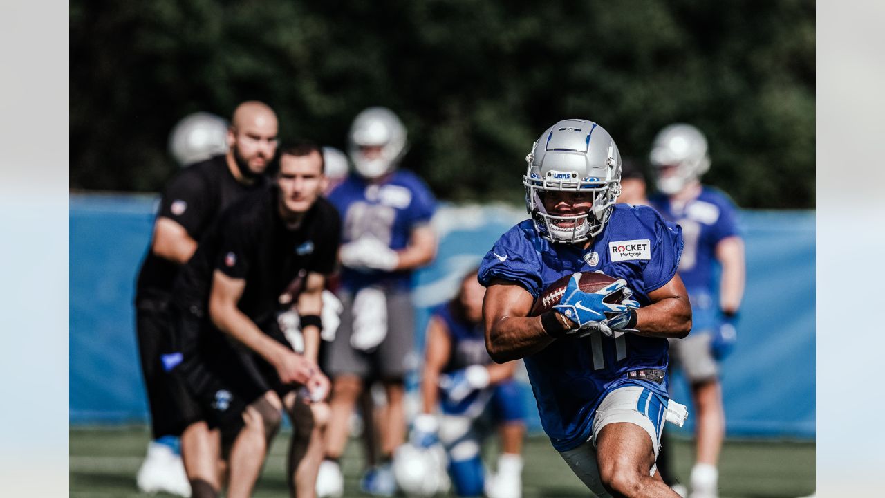 ALLEN PARK, MI - JULY 30: Detroit Lions Chad Hansen wide receiver (82)  during practice at Detroit Lions training camp on July 30, 2021 at Lions  Practice Facility in Allen Park, MI (