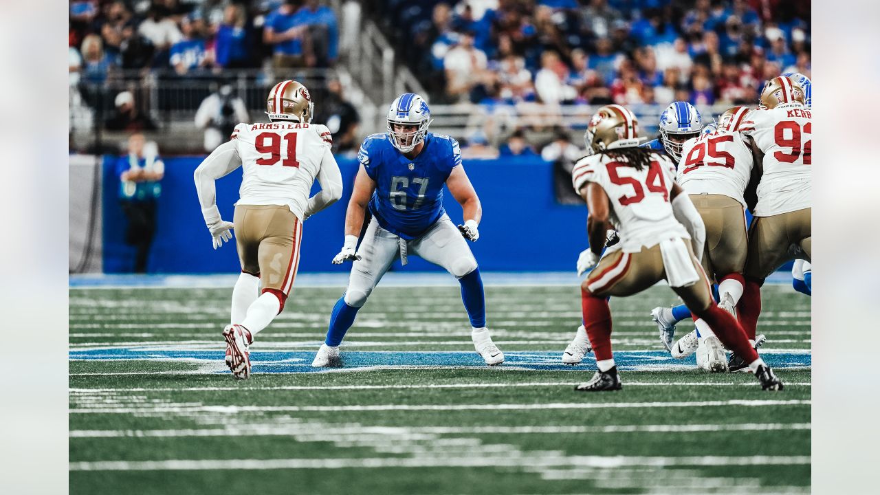 Detroit Lions offensive tackle Matt Nelson (67) in action against