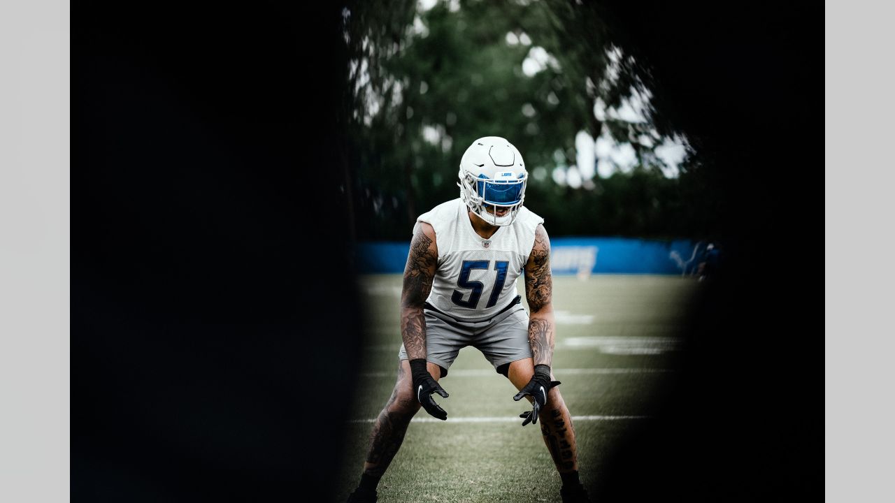 ALLEN PARK, MI - AUGUST 03: Detroit Lions LB Josh Woods (51), Detroit Lions  LB Jarrad Davis (40), Detroit Lions LB Anthony Pittman (57), and Detroit  Lions LB Derrick Barnes (55) in