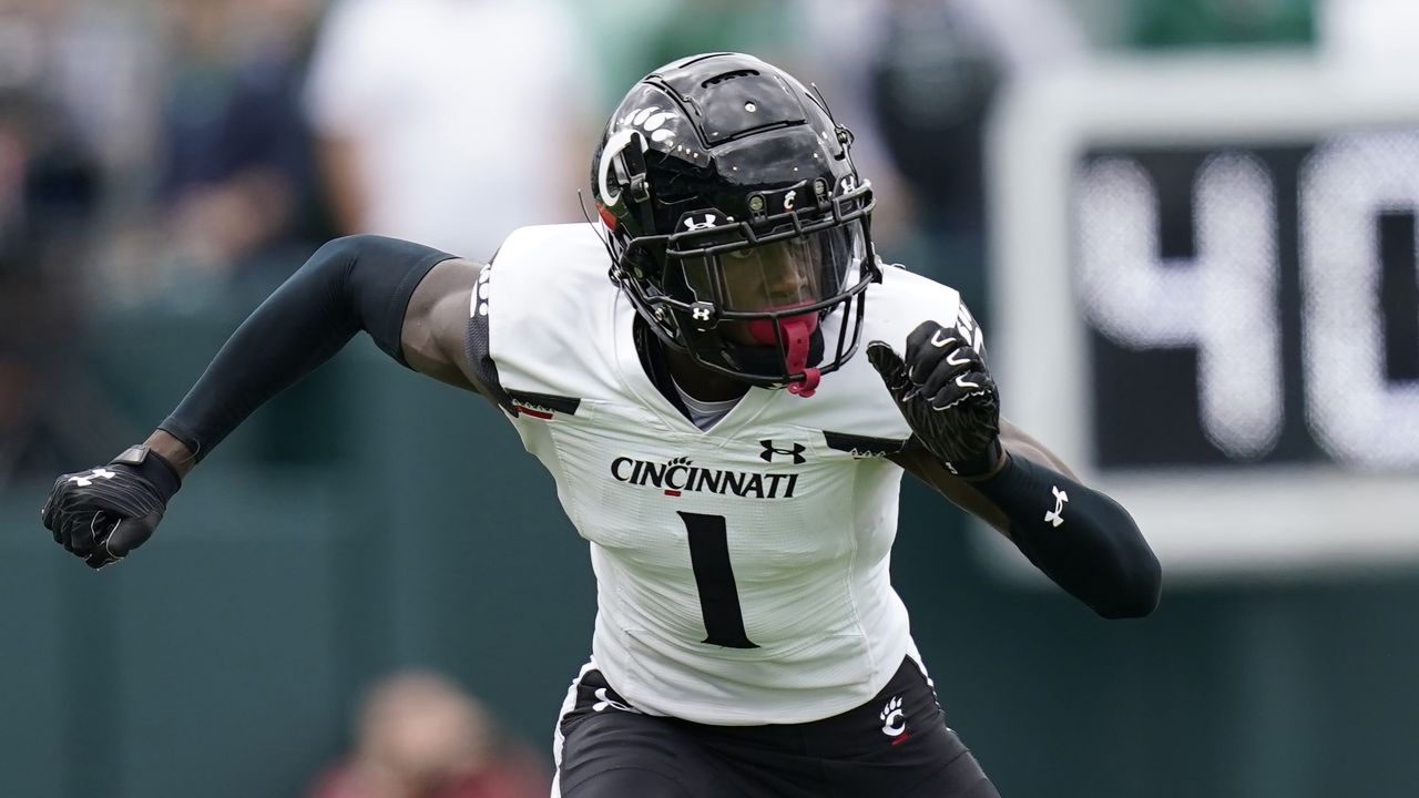 Cincinnati cornerback Ahmad Sauce Gardner arrives on the red