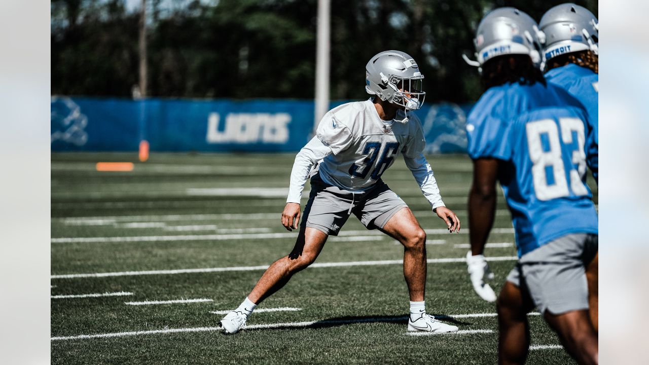 Detroit Lions cornerback Chase Lucas works out during an NFL football  practice in Allen Park, Mich., Saturday, May 14, 2022. (AP Photo/Paul  Sancya Stock Photo - Alamy