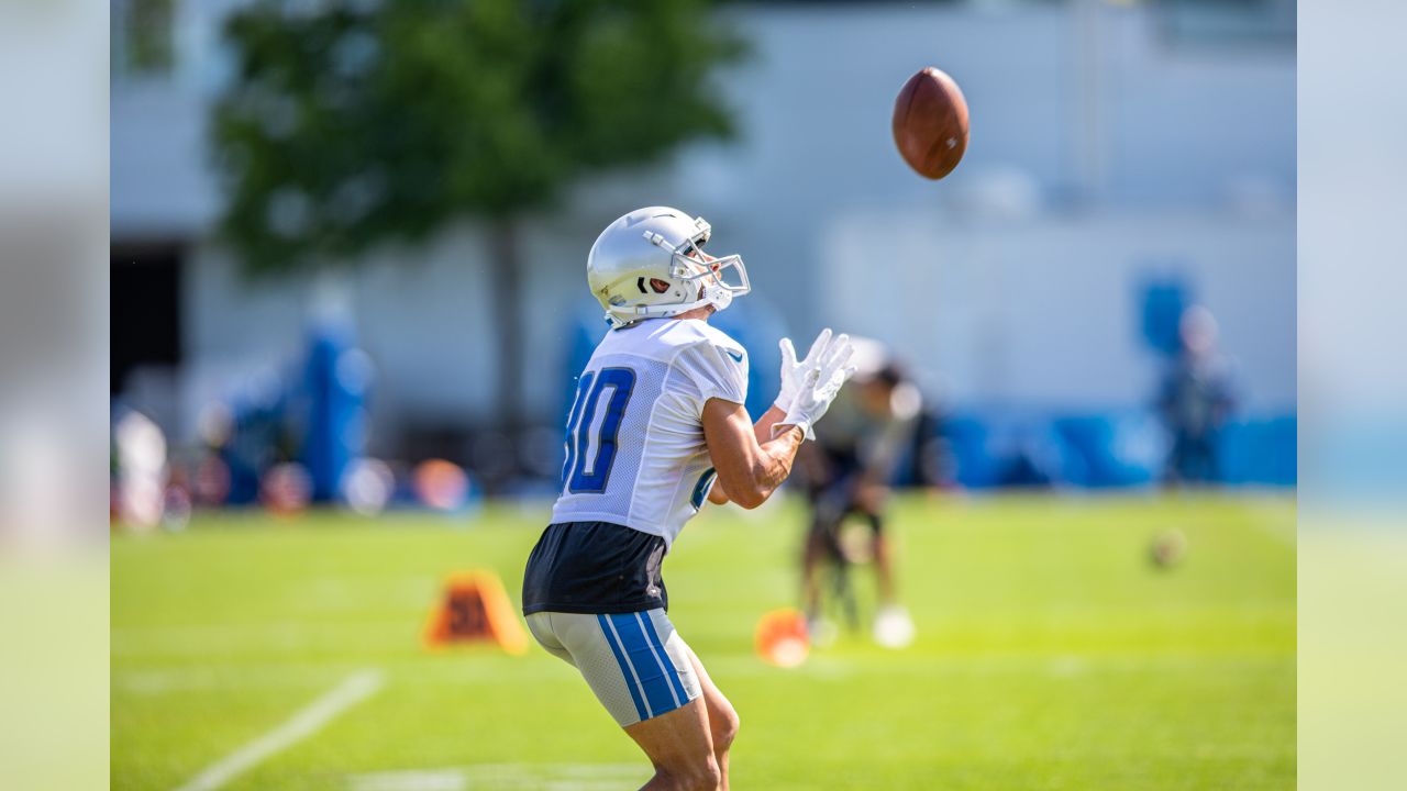 FILE - In this July 25, 2019, file photo, Detroit Lions wide receiver Danny  Amendola runs a drill at the Lions NFL football practice facility in Allen  Park, Mich. The 33-year-old Amendola