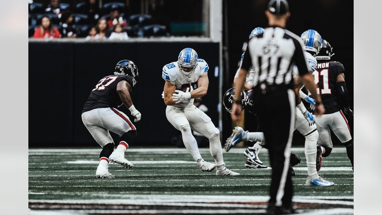 DETROIT, MI - AUGUST 11: Detroit Lions TE Brock Wright (89) in action  during the game between New York Giants and Detroit Lions on August 11,  2023 at Ford Field in Detroit