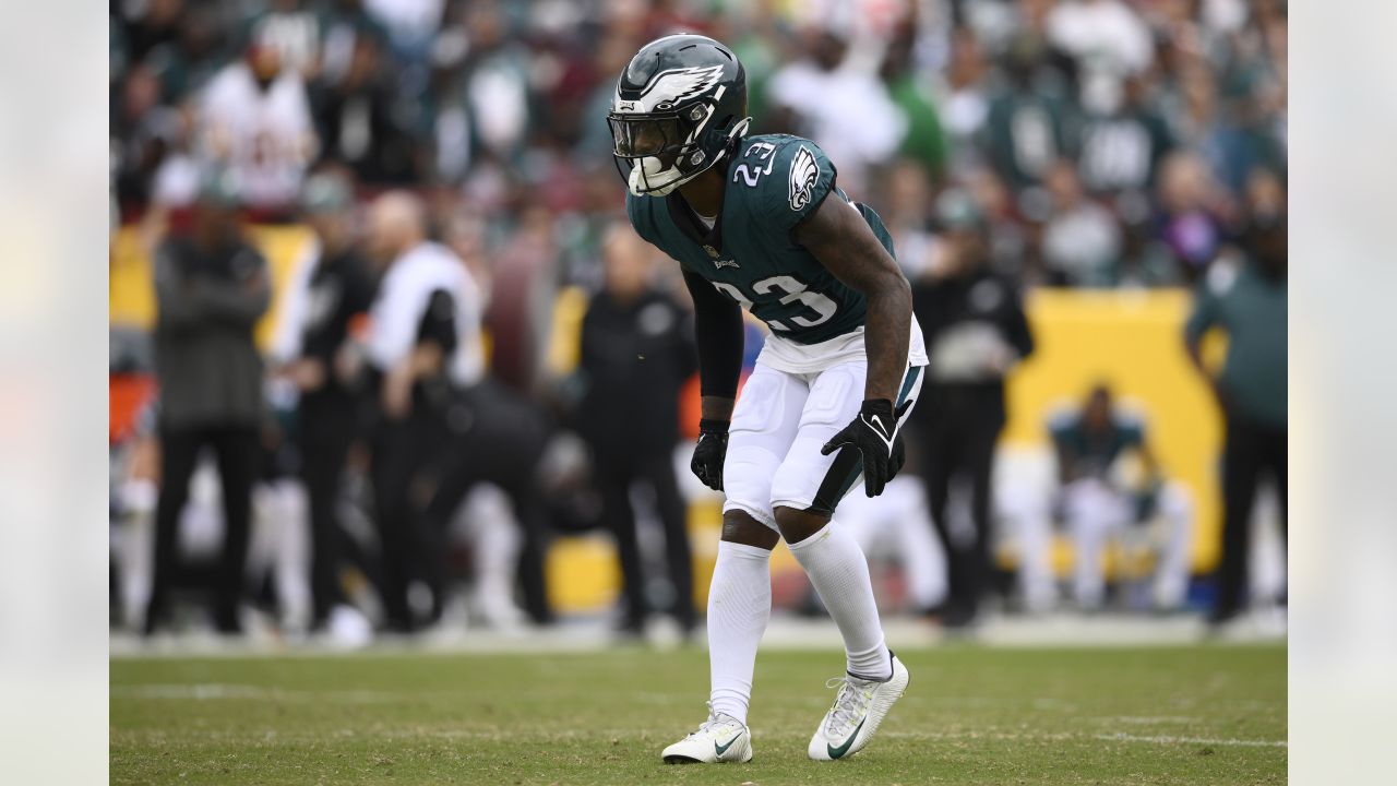 Philadelphia Eagles safety C.J. Gardner-Johnson reacts after a play against  the New York Giants during the first half of an NFL divisional round playoff  football game, Saturday, Jan. 21, 2023, in Philadelphia. (