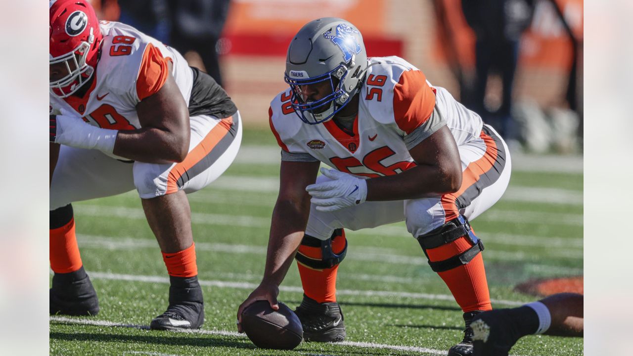 Tampa Bay Buccaneers guard Luke Goedeke (67) prepares to make a block  during the second half of an NFL football game against the Minnesota  Vikings, Sunday, Sept. 10, 2023, in Minneapolis. (AP