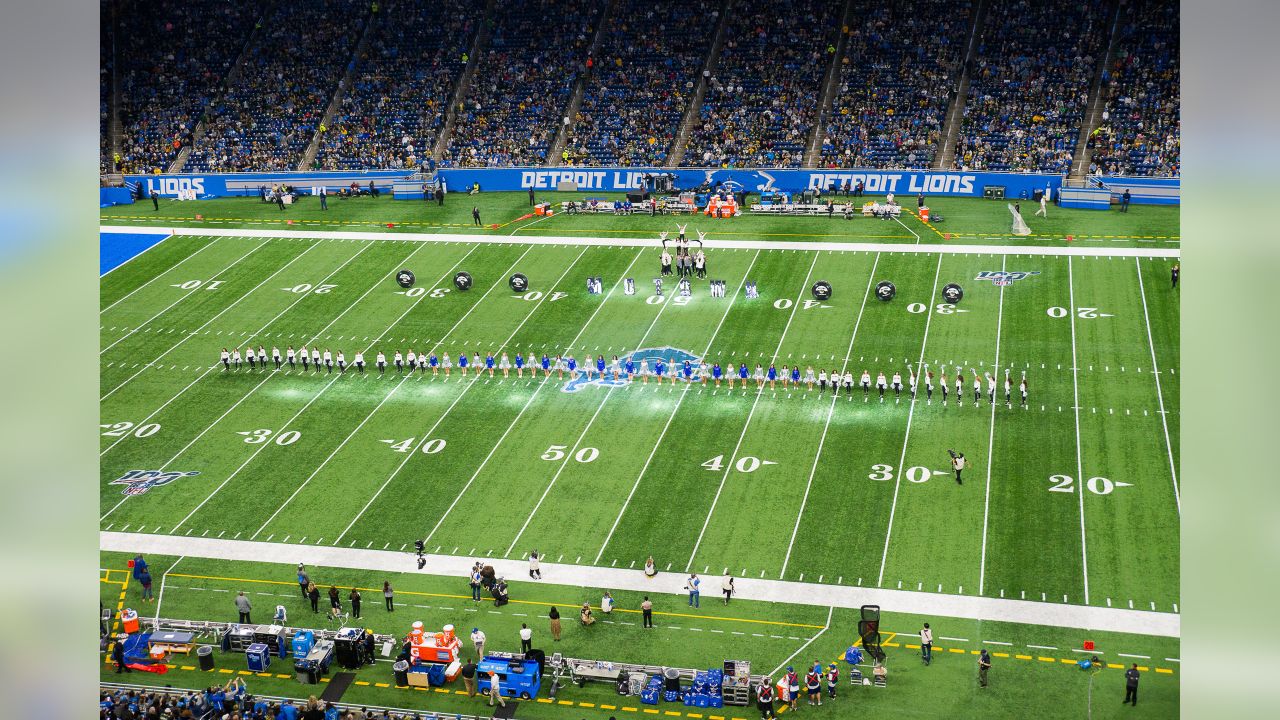 DETROIT, MI - AUGUST 8: Detroit Lions mascot, Roary, during NFL pre-season  game between New England Patriots and Detroit Lions on August 8, 2019 at  Ford Field in Detroit, MI (Photo by