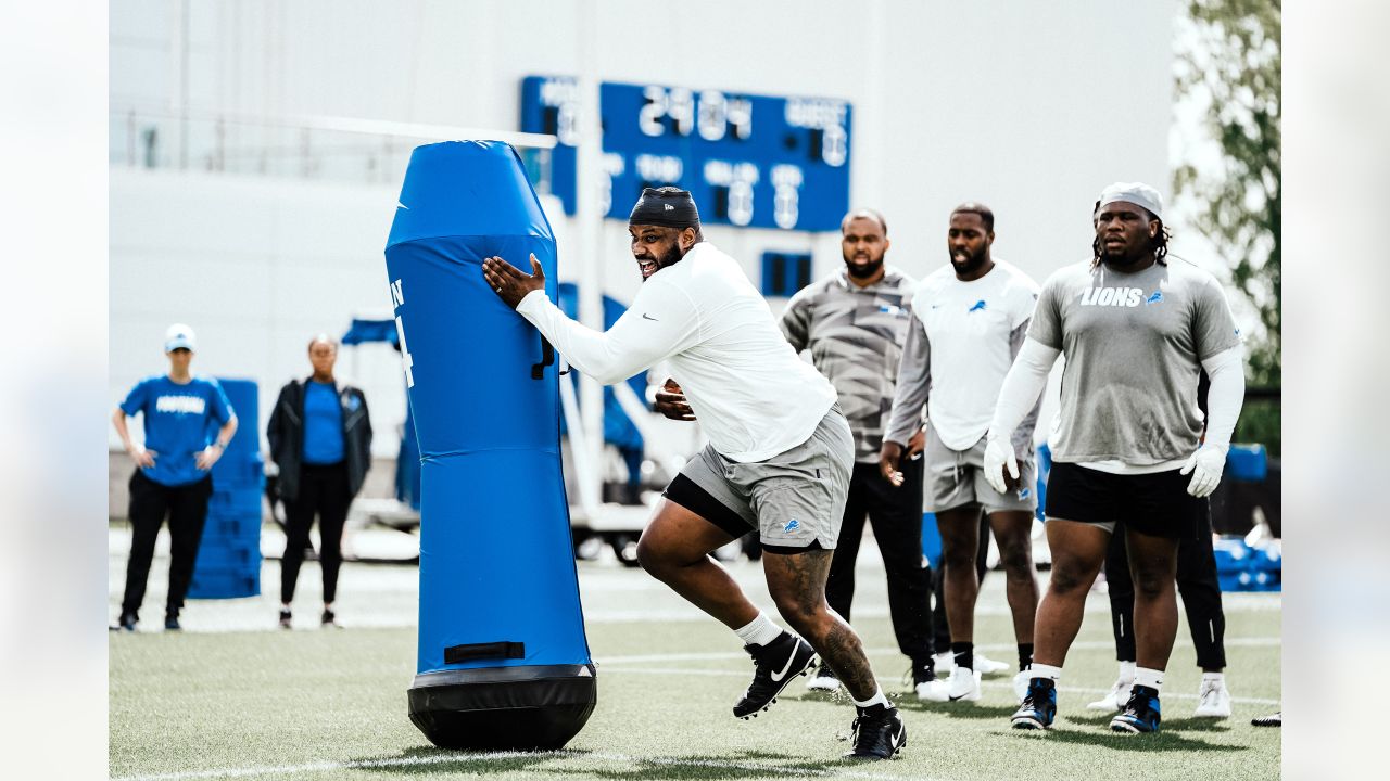 ALLEN PARK, MI - JULY 29: Detroit Lions Jashon Cornell defensive tackle  (96) during practice at Detroit Lions NFL training camp on July 29, 2021 at  Lions Practice Facility in Allen Park