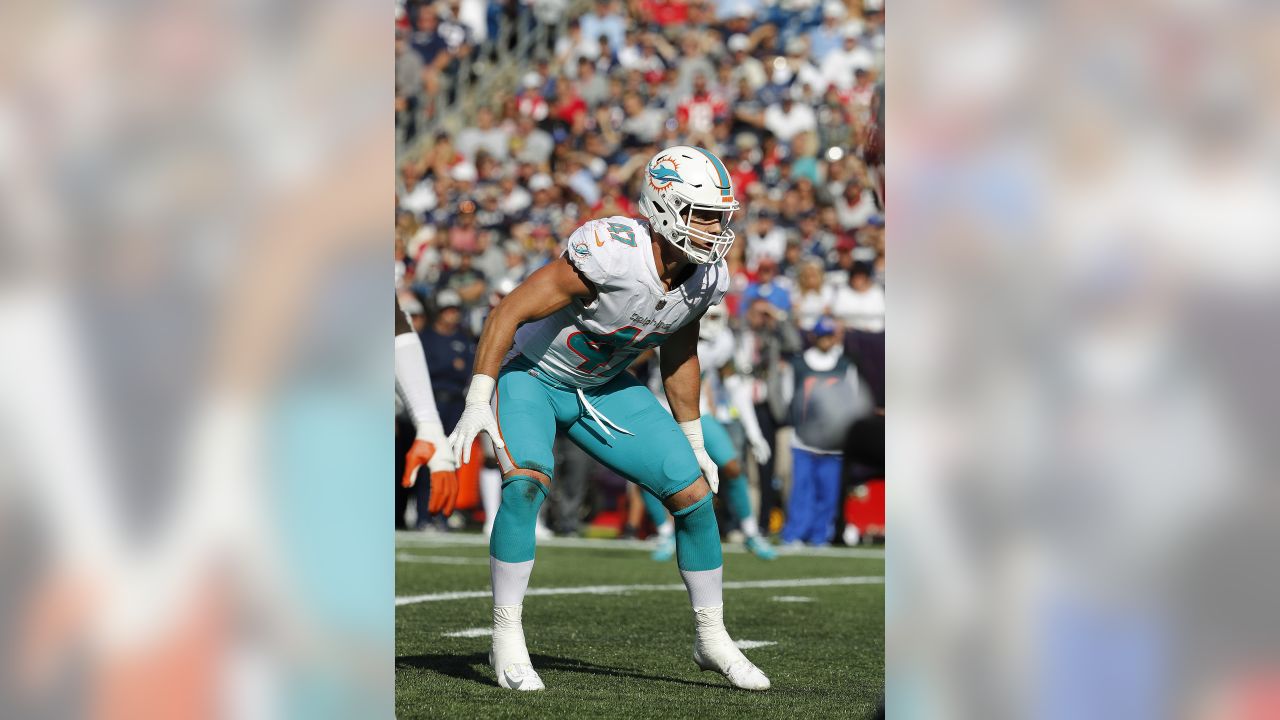 Miami Dolphins Minkah Fitzpatrick and Kiko Alonso prepare to leave