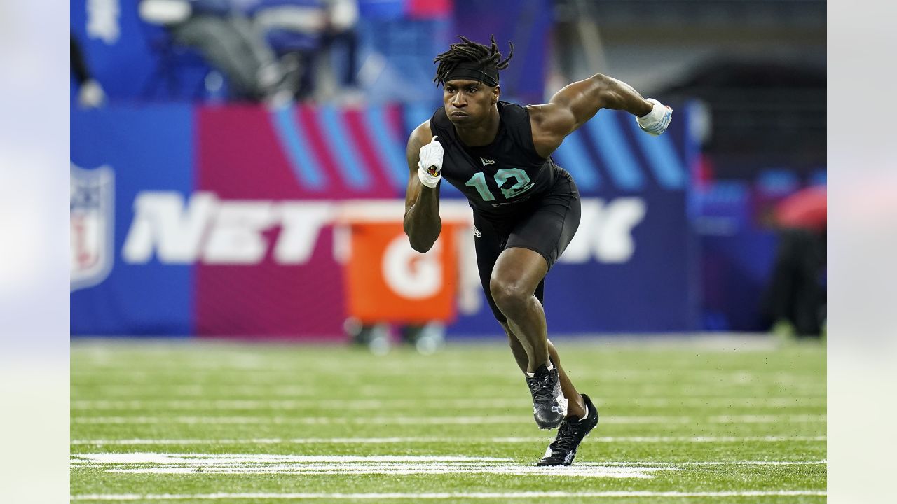 Toledo defensive back Tycen Anderson runs a drill during the NFL