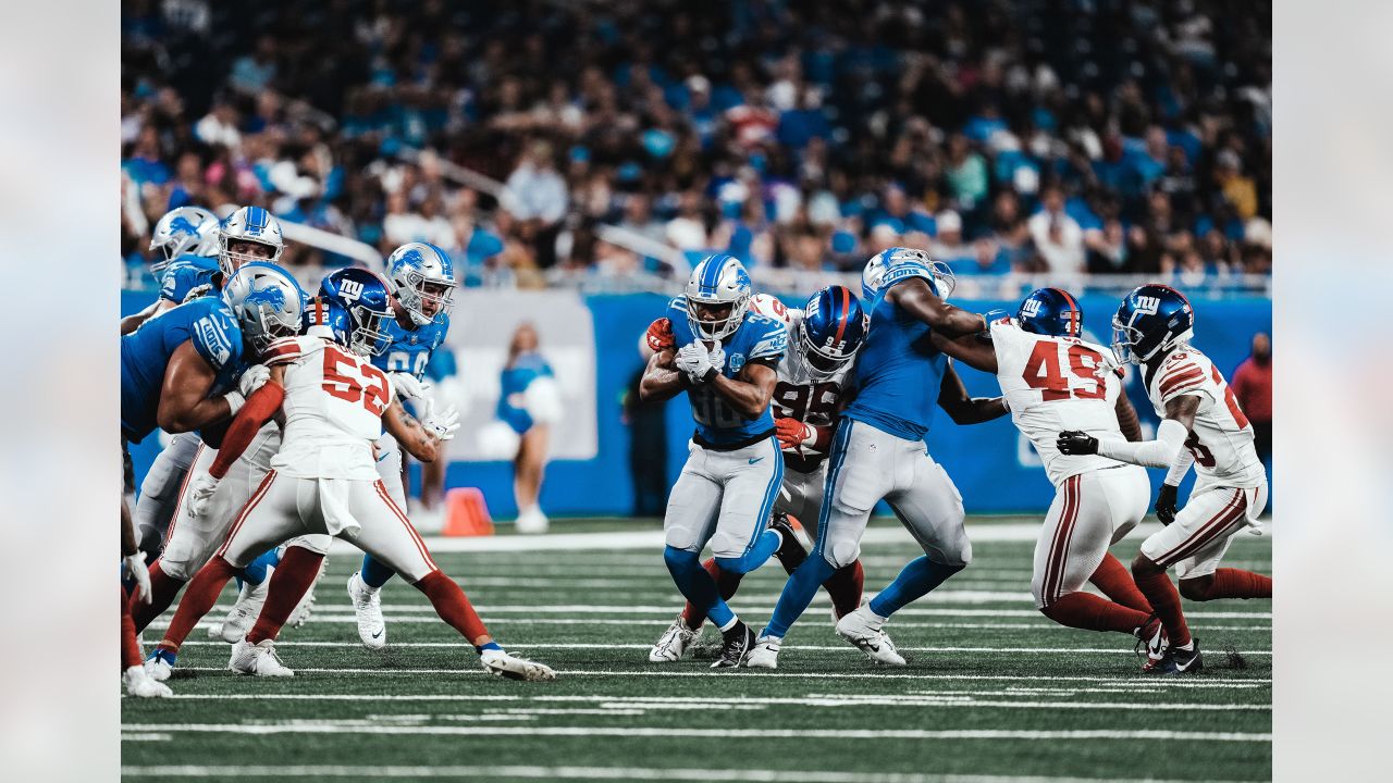 DETROIT, MI - AUGUST 11: Detroit Lions TE Brock Wright (89) in action  during the game between New York Giants and Detroit Lions on August 11,  2023 at Ford Field in Detroit