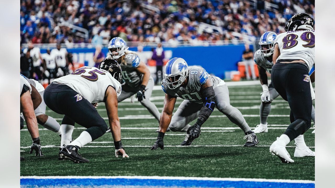 Detroit Lions offensive tackle Matt Nelson (67) blocks against the  Baltimore Ravens during an NFL football game, Sunday, Sept. 26, 2021, in  Detroit. (AP Photo/Rick Osentoski Stock Photo - Alamy