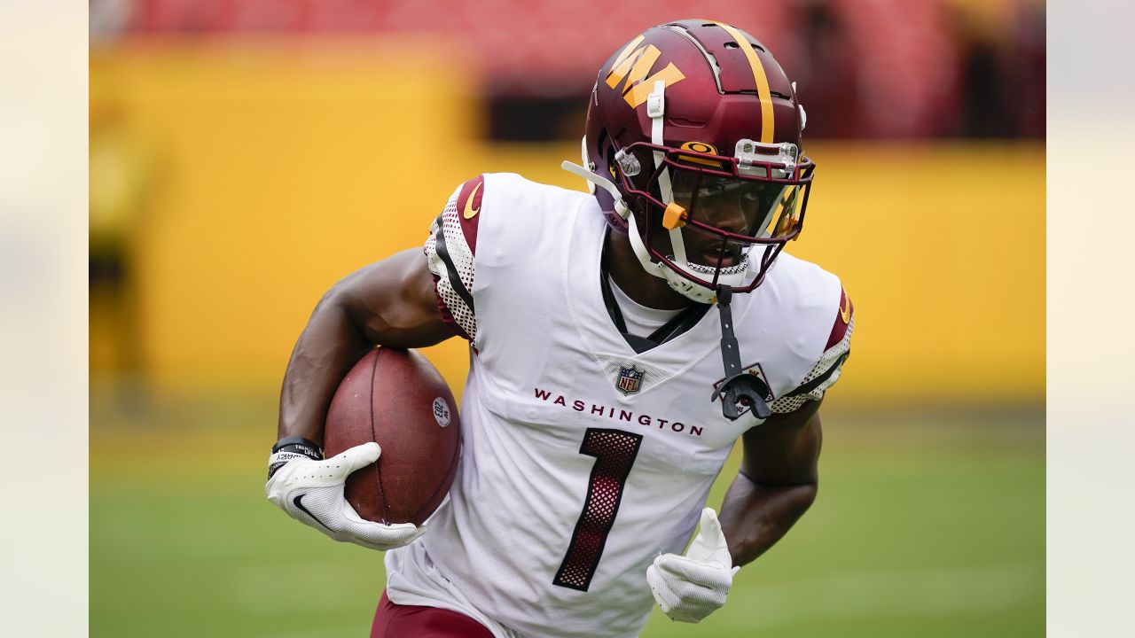 Jahan Dotson Washington Commanders Game-Used #1 White Jersey vs. Detroit  Lions on September 18 2022