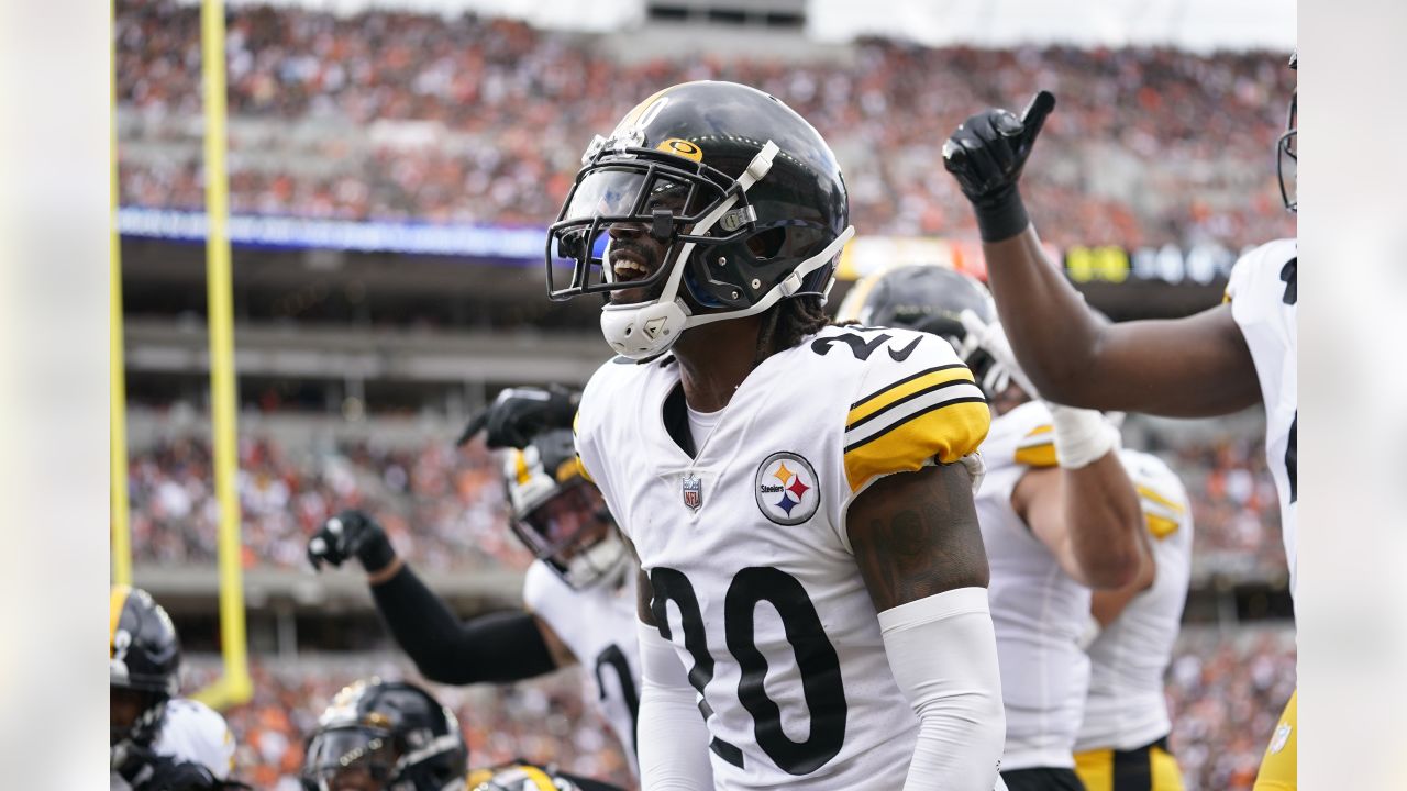 Cincinnati Bengals wide receiver Tee Higgins (85) is tackled by Pittsburgh  Steelers cornerback Cameron Sutton (20) during the first half of an NFL  football game, Sunday, Sept. 11, 2022, in Cincinnati. (AP