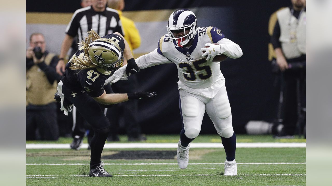 Denver Broncos running back C.J. Anderson celebrates winning the