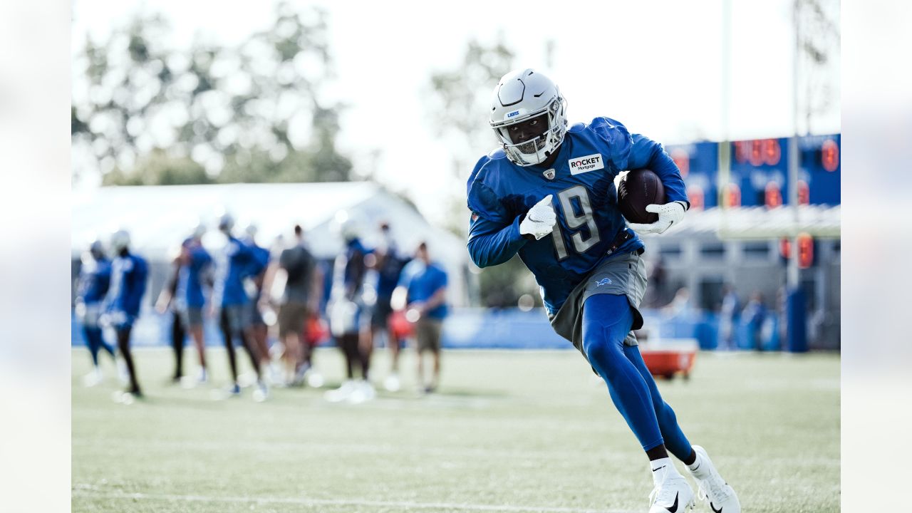 Detroit Lions wide receiver DJ Chark catches a ball during an NFL football  practice in Allen Park, Mich., Friday, July 29, 2022. (AP Photo/Paul Sancya  Stock Photo - Alamy