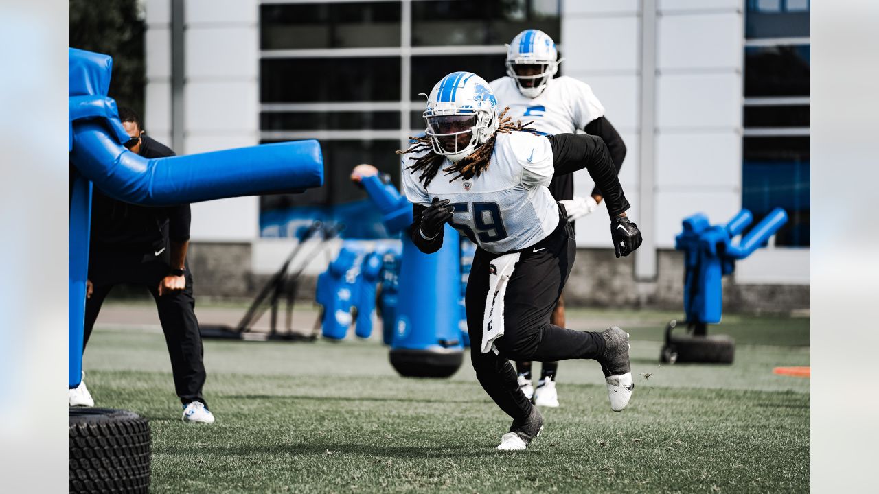 Detroit Lions linebacker Malcolm Rodriguez (44) pursues a play on defense  against the Washington Commanders during an NFL football game, Sunday, Sept.  18, 2022, in Detroit. (AP Photo/Rick Osentoski Stock Photo - Alamy